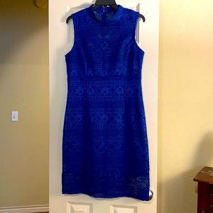 Royal Blue high collar lace dress